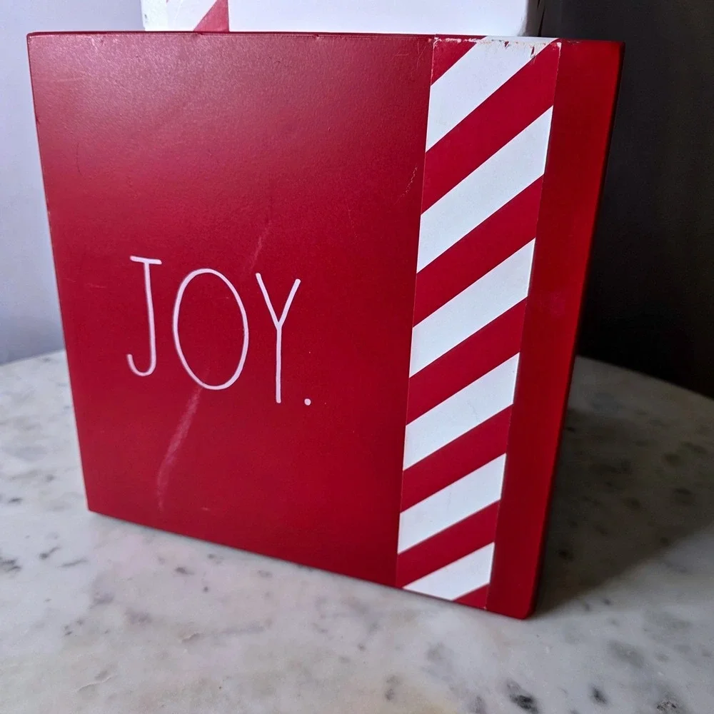 Rae Dunn Christmas Peace Love Joy Stacked Gift Box Metal Decor Holiday Large